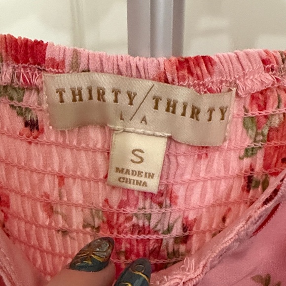 Floral Pink Crop Top with Lace Straps - Picture 2 of 6